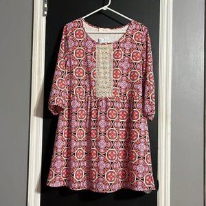 PEACH LOVE California 3/4 Sleeve Babydoll Mini Party Dress Size: M